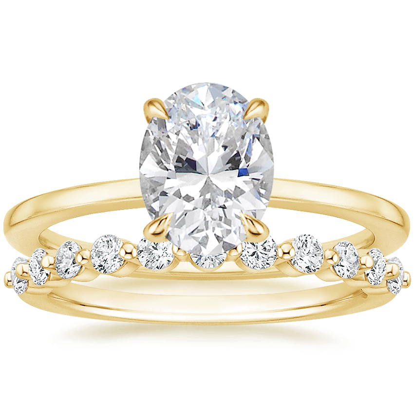 18K Yellow Gold Lumiere Diamond Ring with Marseille Diamond Ring 1 3 ct. tw